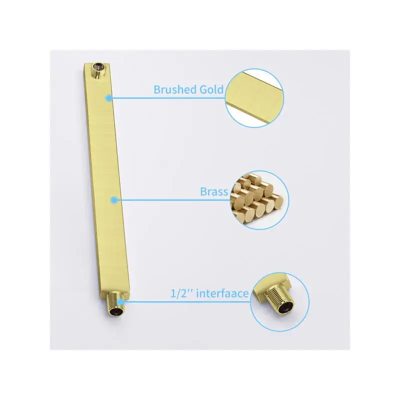 مجموعة كومبو لنظام دش الأمطار مع رأس دش مقاس 12 بوصة وصنبور محمول، لمسة نهائية ذهبية مصقولة، صمام نحاسي خشن #6