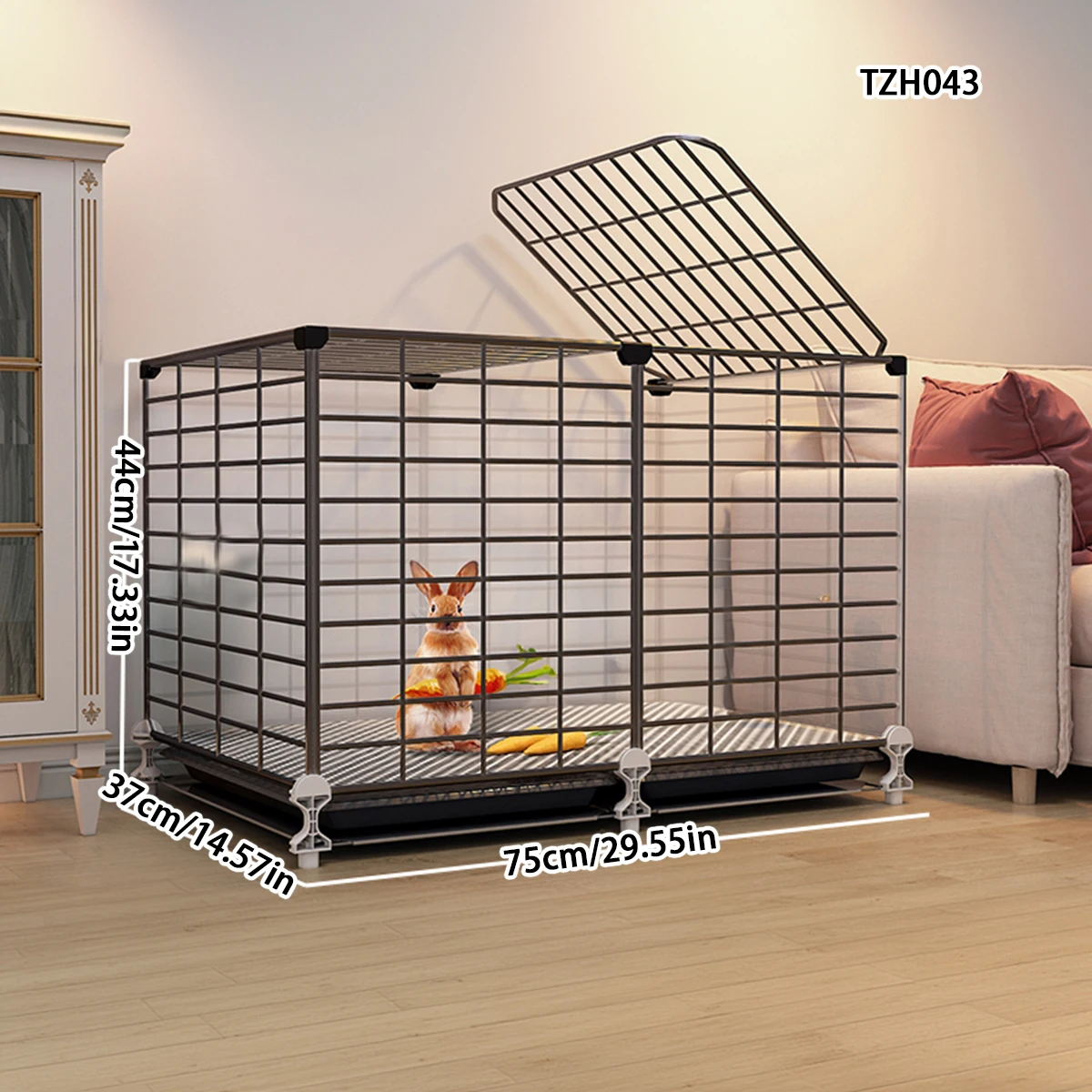 Double-Layer Rabbit Cage for Home Use, Extra-Large Size, Automatic Waste Cleaning, Suitable for Guinea Pigs and Dwarf Rabbits, I