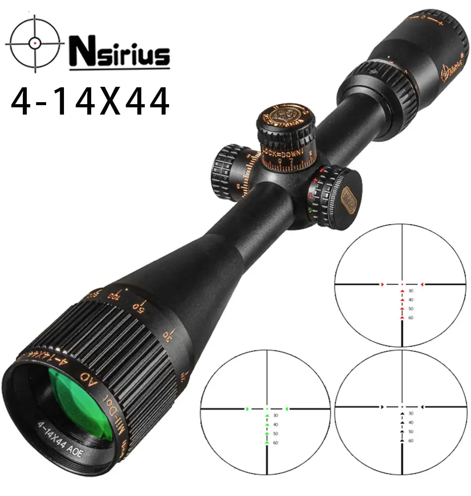 

NSIRIUS 4-14X44 AOE Tactical Riflescope Optical Sight Red Green llluminate Reticle Hunting Sight For Sniper