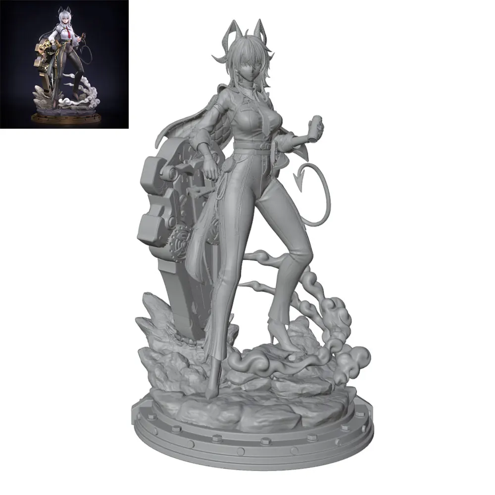 1/24/12/6 Desk ornament,role-playing heroic girl, cute girl resin model kit, GK mini 3D printed gray model statue, unpainted