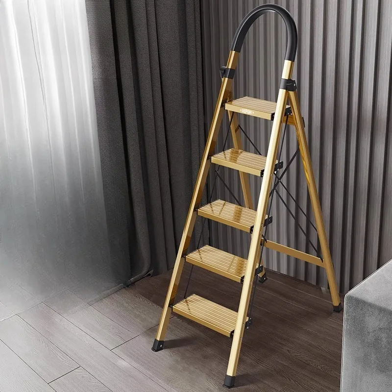 Home folding telescopic aluminum alloy herringbone ladder thickened space aluminum escalator multi-functional lightweight ladder