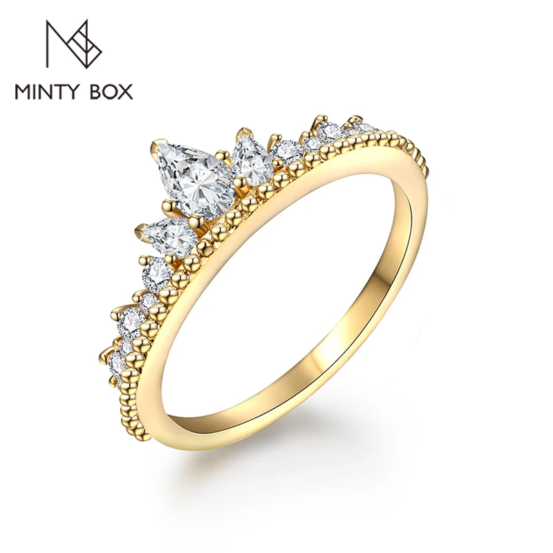 

MINTYBOX Pear Shape 5*3mm Solid 925 Sliver 18K Gold Plated Moissanite Ring for Women Passed the Diaomnd Test Engagement Party