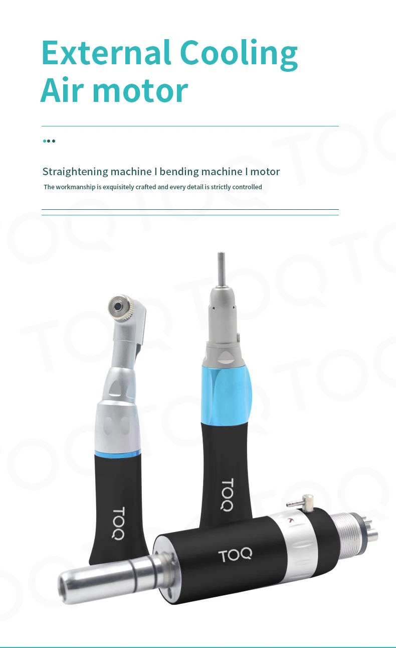 TOQ 3Pcs/Set Dental External Low Speed Handpiece Kit 2/4Holes Pneumatic Air Turbine Motor 6 Optional Colors Autoclavable Tool