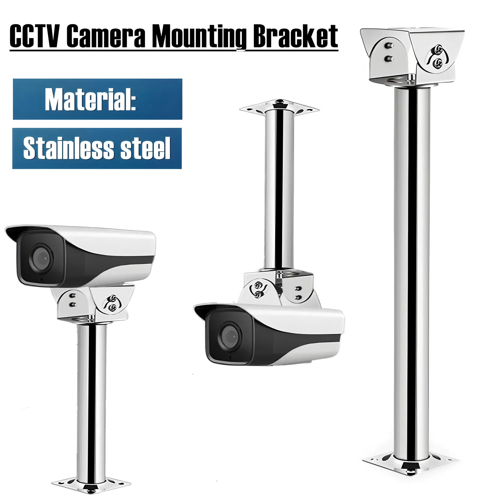 Universal Security CCTV Camera Mounting Bracket Stainless Steel Flat Wall Rod Corner Bracket I-Type Ceiling Mount Vertical Pole