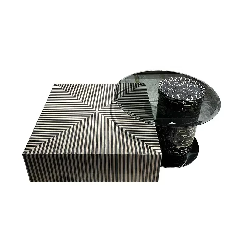 

New Arrival Italian Minimalist Home Square Coffee Table Round Combination Coffee Table Living Room Modern Simple Zebra Coffee Ta