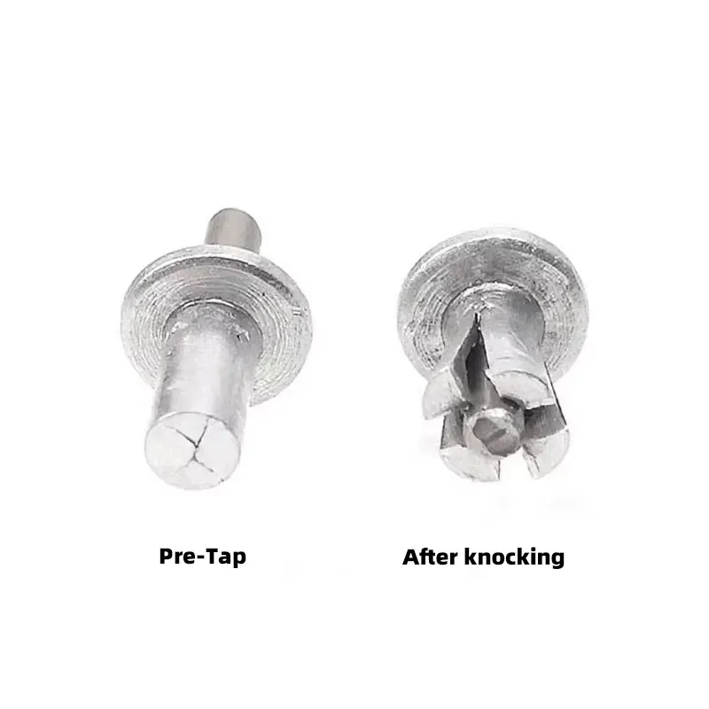 50 قطعة رأس مستدير الألومنيوم الأساسية المسامير تدق نوع صغير التنصت مسامير السحابات توسيع الألومنيوم المسامير صدمة برشام #6