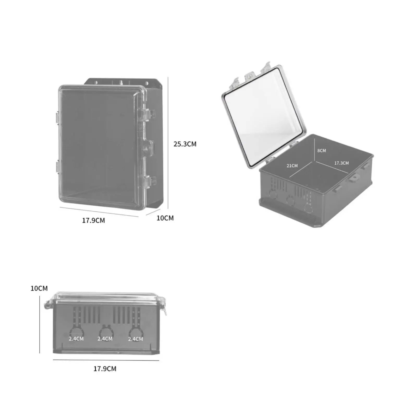Weather-Resistant Electrical Box with Clear Polycarbonate Lid Dustproof Hinged Electrical Enclosure with Waterproof for