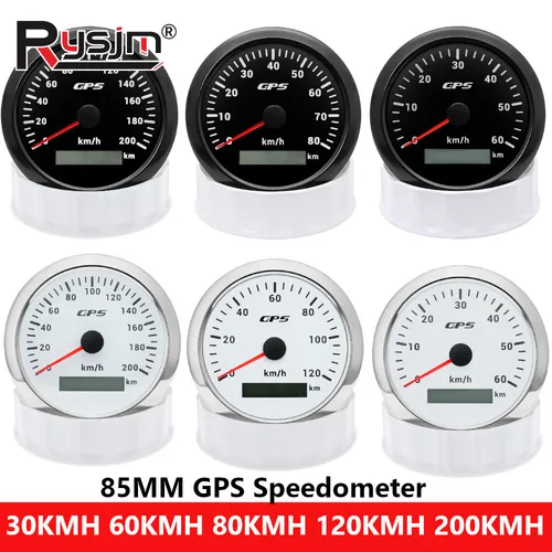 Velocímetro GPS con retroiluminación de 30 ~ 200KMH, 7 colores, 85MM, con antena GPS para motocicleta, barco marino, 60kmh, 120kmh, medidor de velocidad para coche