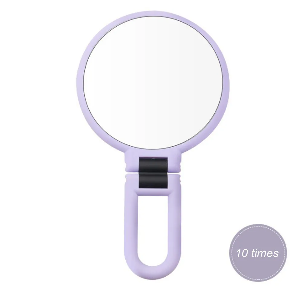 10X Magnifying Round Makeup Mirror Elegant Foldable Design Lavender Color Ideal for Precision Makeup Hair Styling Bathroom