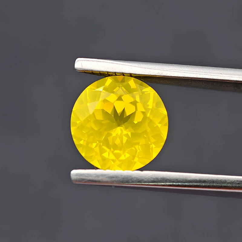 Yellow Sapphire Canary Yellow Color Round Cut YAG Yttrium Aluminium Garnet Loose Gemstone Lab Diamond Stones for Jewelry Making