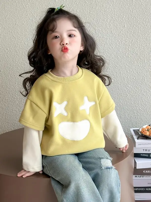 Mole de Manga Longa com Patchwork para Primavera e Outono, Casual e Faion, Novo 2025, Estilo de Roupas para Meninas Bebê...