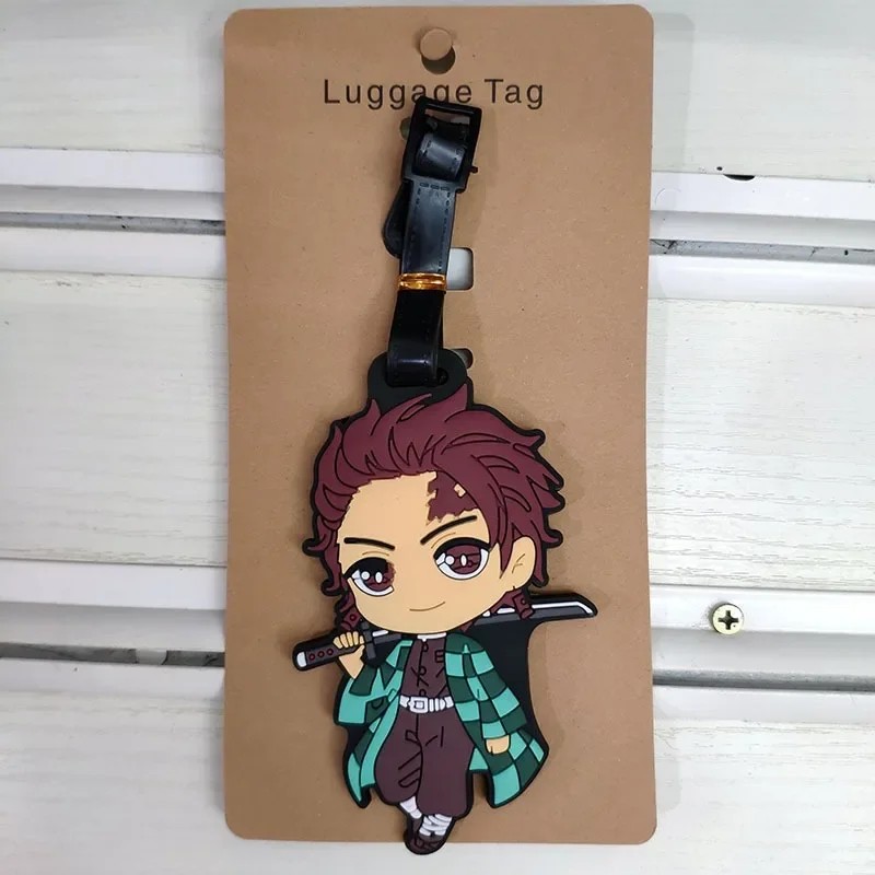 Demon Slayer Anime Figures Nezuko Tanjirou Zenitsu Inosuke Kyoujurou Giyuu Luggage Tag Kawaii Pendant Model Toys Children Gift