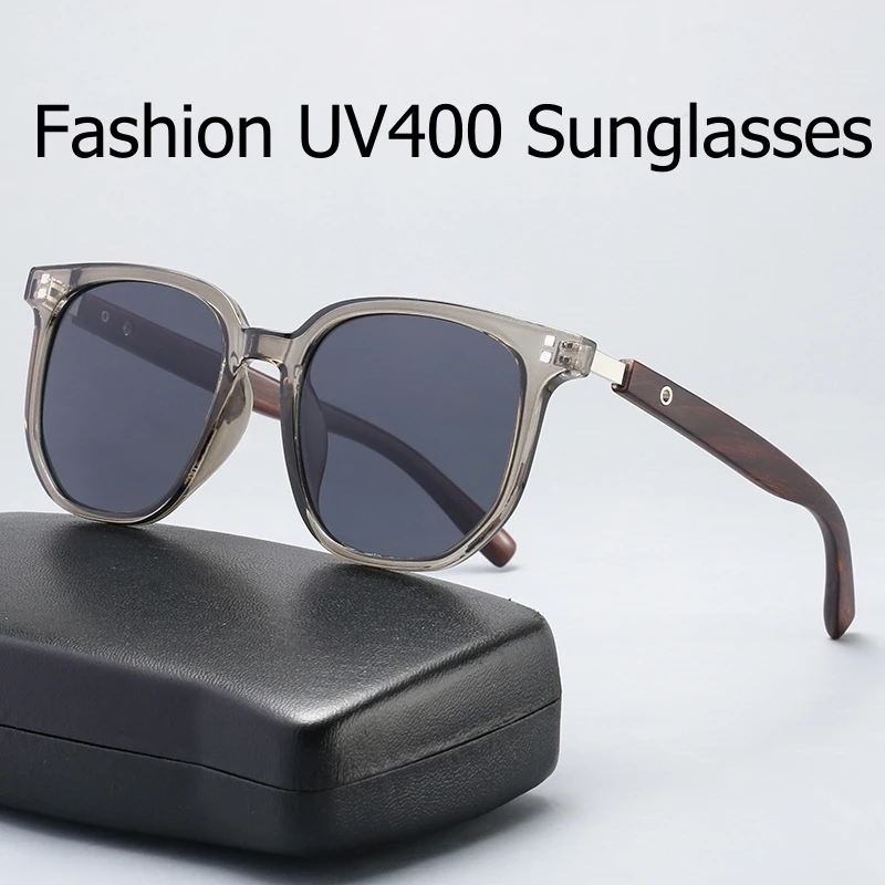 New Men Vintage Wooden Frame Sunglasses Classic Design Square UV400 Sun Glasses Coating Lens Driving Eyewear for Male Women