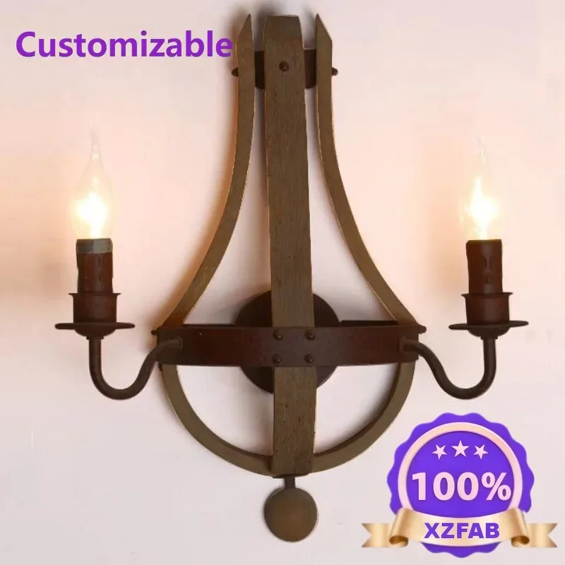 Factory Direct 2026 Cross-border special for creative American country wood wall lamp living room dining room bedroom corridor