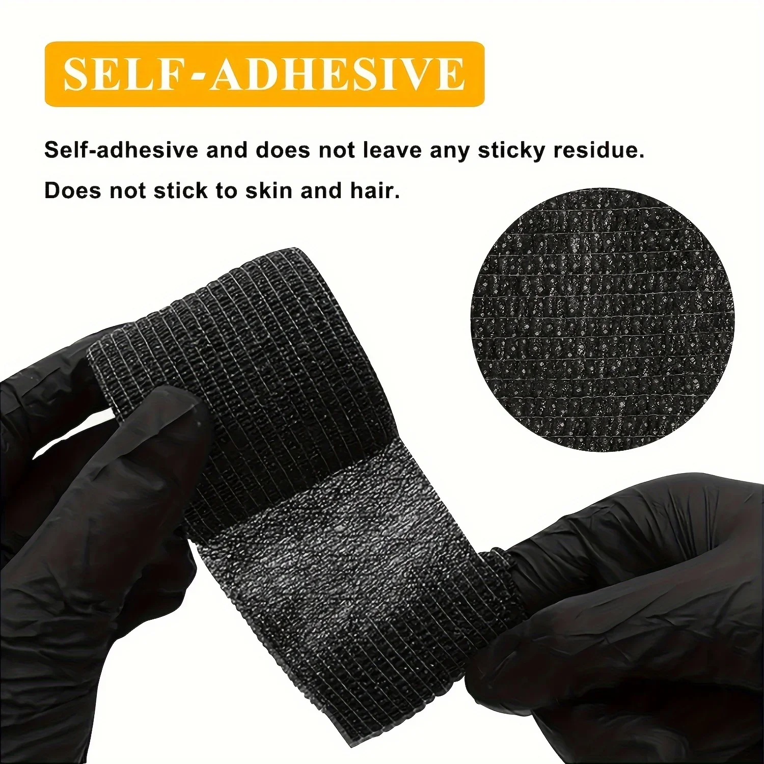 48/24/3PCS Black Tattoo Grip Cover Wraps Self-Adhesive Elastic Bandage Tape Breathable Strong Sports Tape Athletic Bandage Rolls view 5