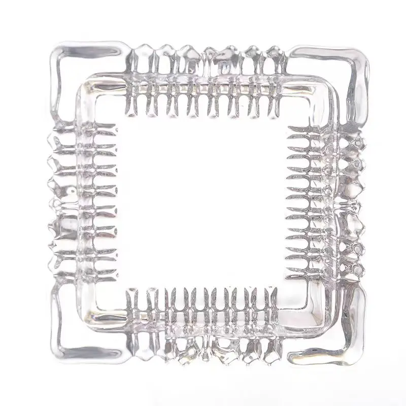 Crystal Clear Four Square Glass Ashtray, Modern and Elegant for Smoking Lovers,cenicero