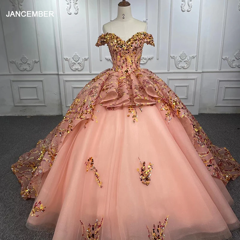 Classic Quinceanera Dresses Organza Ball Gown Sequined Orange Sweetheart DY6527 Vestido 15 Quinceañera Bar Mitzvah