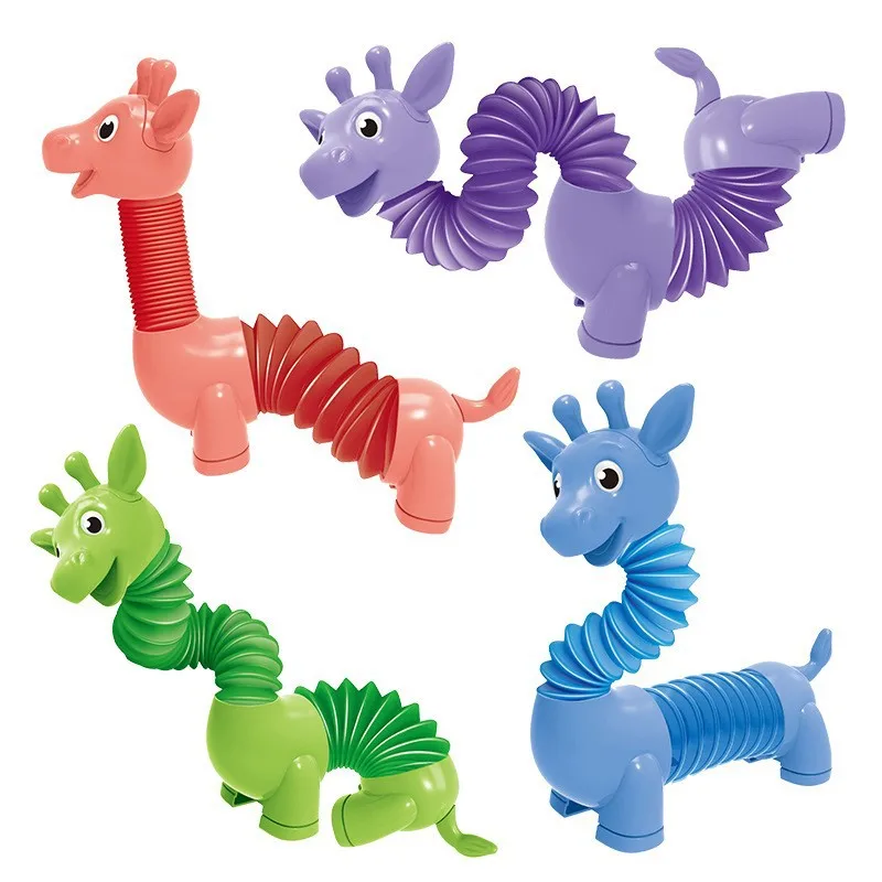 Dinosaur Telescopic Tubes Fidget Toys Cartoon Dolphins, Dogs, Sharks Stretch Pop Tubes Stress Relief Toys for Kids Party Gifts view 2