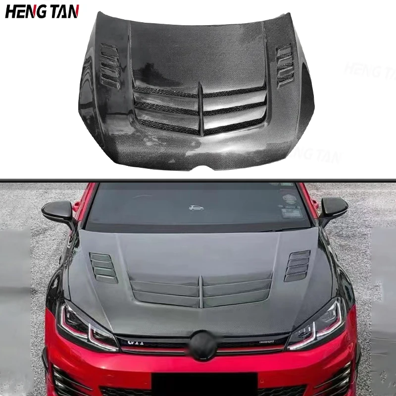 For Volkswagen Golf 7 7.5 2014-2021 Car Front Bumper Engine Cover Hood Bonnet Vent Carbon Fiber Parts Upgrade Body kit