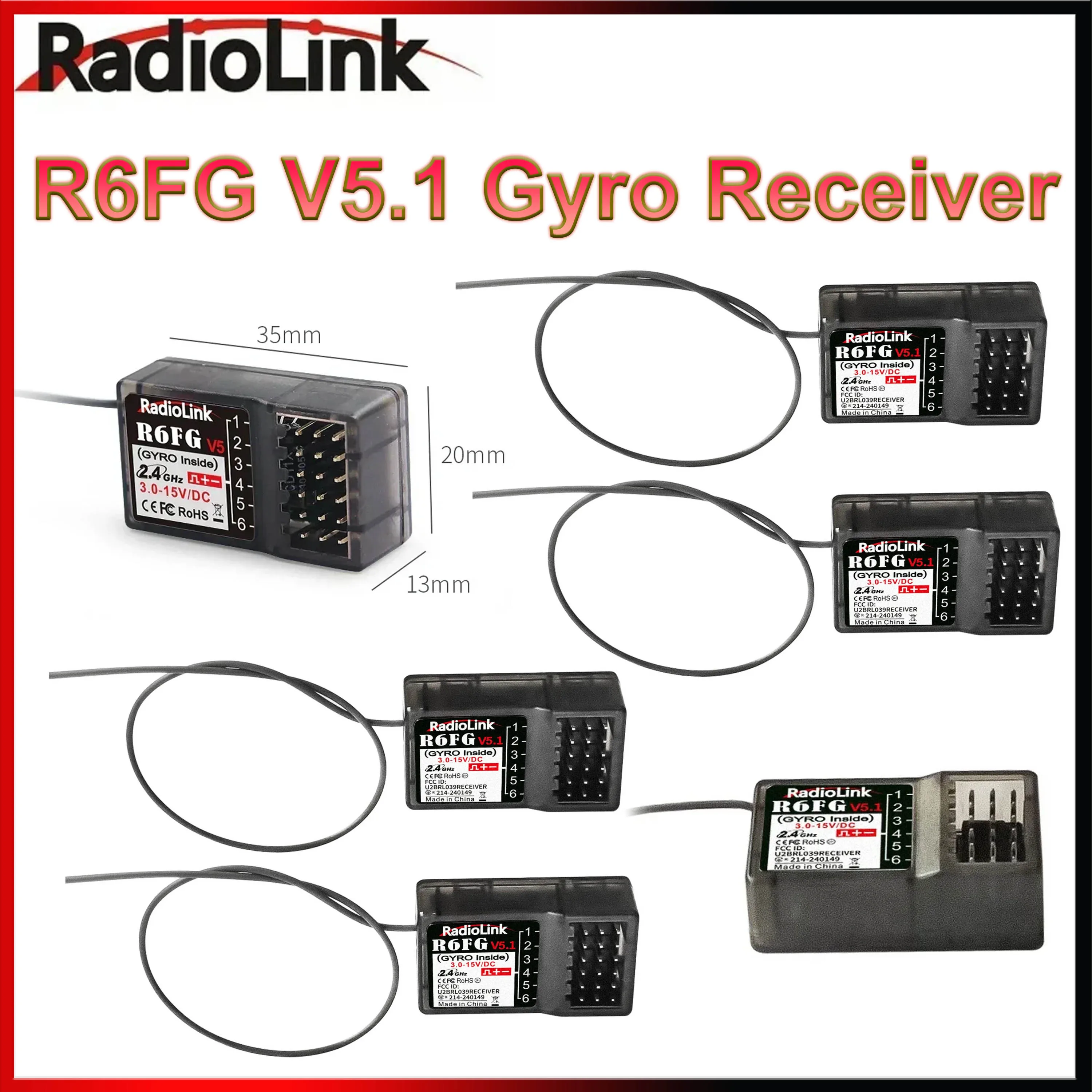 

Радиосистема RadioLink 6CH R6FG V5.1 с гироскопическим приемником, 6 каналов, 2.4G, для радиоуправляемых машин и лодок, совместима с передатчиком RC4GS, запчасти для моделей с дистанционным управлением