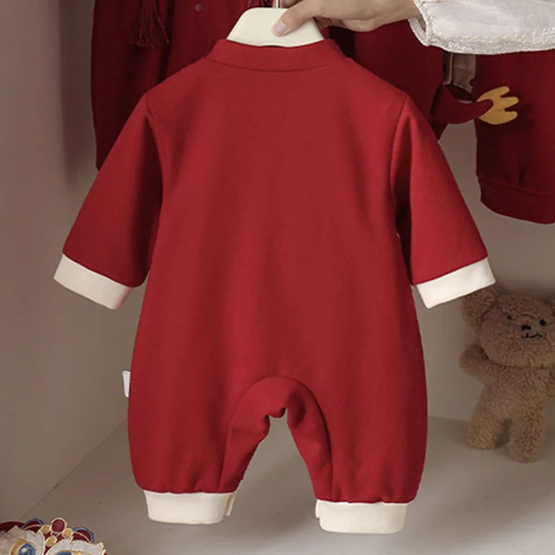 2Piece Sets Autumn Baby Girl Stuff Chinese Style Embroidery Cute Red New Year Long Sleeve Jumpsuits+Bag Newborn Boy Clothes B290