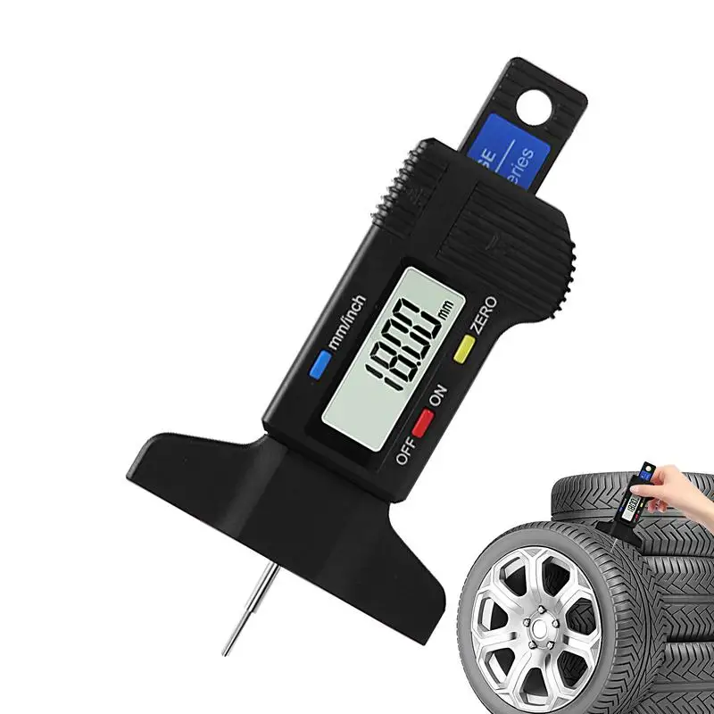 Digital Depth Gauge Caliper Tread Depth Gauge LCD Tire Tread Gauge For Car Tire 0-25mm Measurer Tool Caliper Repair Tools