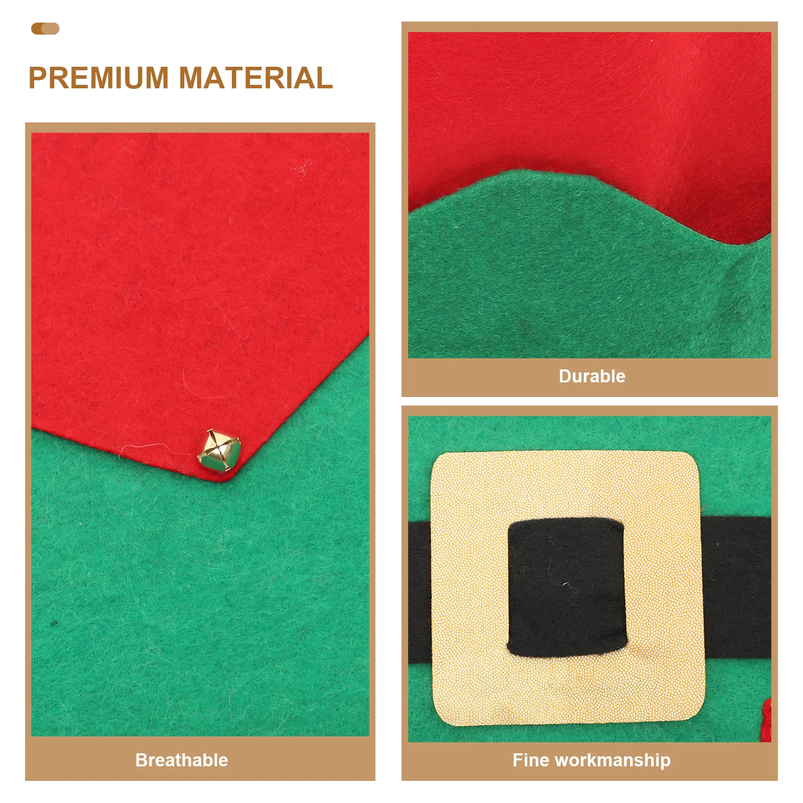 

Christmas Elf Set Non-woven Fabric Red Green Adult Size Women Men Decorative Hat For Christmas Adjustable Xmas Party Accessories