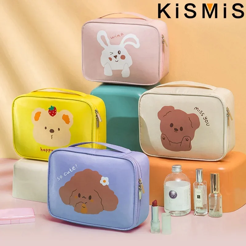 Nuova borsa da viaggio portatile in nylon impermeabile per trucco, con cerniera, organizer cosmetico multifunzionale per pennelli e strumenti