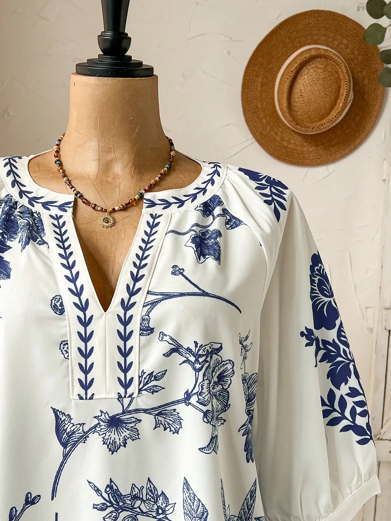 

Women's Loose Fit Floral Print Short Sleeve Blouse Summer Casual Boho Top