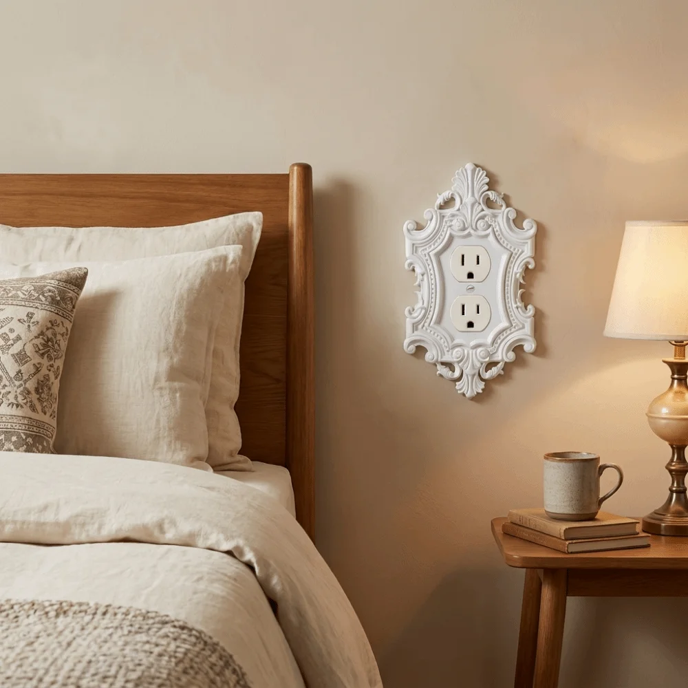 Plastic Switch Plate Cover Toggle Light Duplex Outlet Decorative Wall Switch Frame Carved Vintage Light Switch Cover Bedroom