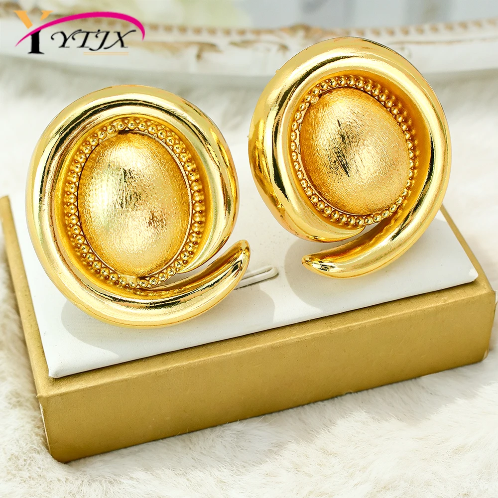 YTJX Ethnic Swirl Oval Statement Earring Vintage 18K Gold Plated Stud Earrings For Women Daily Waer Jewelry Birthday Gift 2026