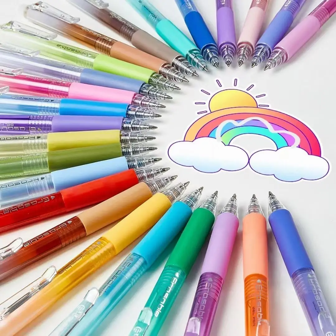 Retractable Erasable Gel Pens Clicker Fine Point 0.7mm Smooth Writing Pens Cute Pens For Writing Journaling Taking Notes School