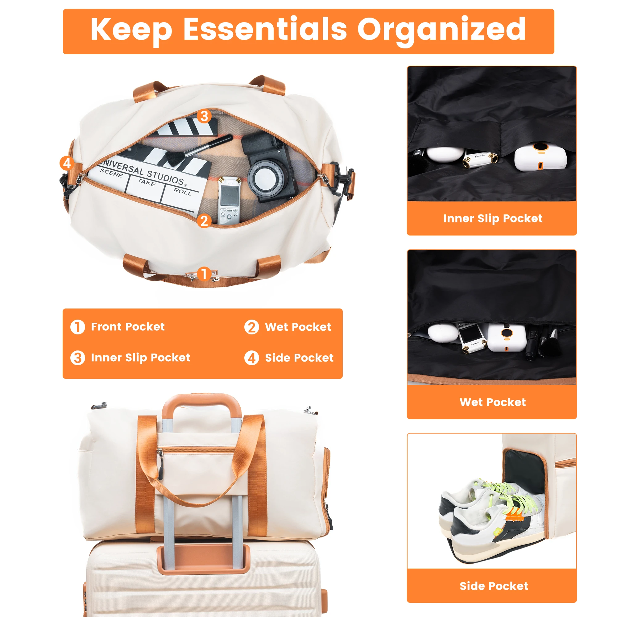 Bagagesets 3-delige koffers met dubbel spinnerwiel, kofferset ABS harde kofferbagage met TSA-slot, reistas