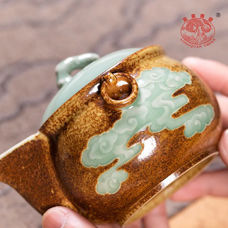 High Quality Celadon Gaiwan Set Teapot Vintage Firewood Filling Glaze Pot Ceramic Household Filter Tureen