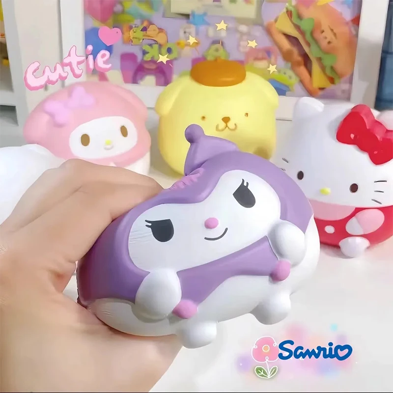 Kawaii Kuromi Melody Anime Peripherals Decompression Sanrio Cinnamoroll Stress Relief Squishy Cartoon Children's Hand Pinch Toy