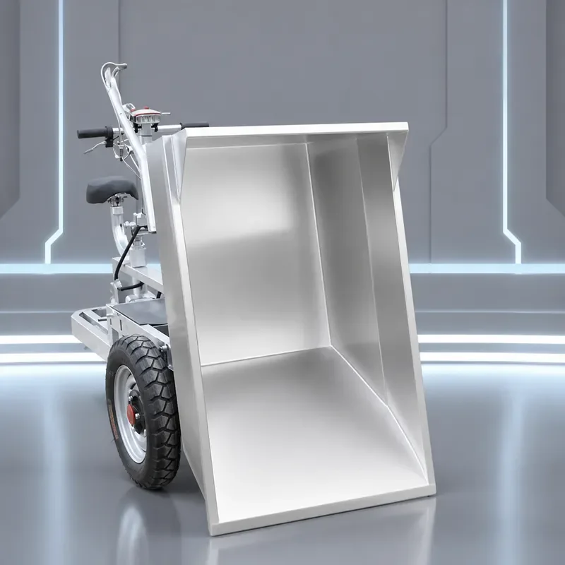 Reverse Electric Tricycle Truck Stainless Steel Gray Bucket Cart for Breeding Feeding Front and Back Riding Labor Utility
