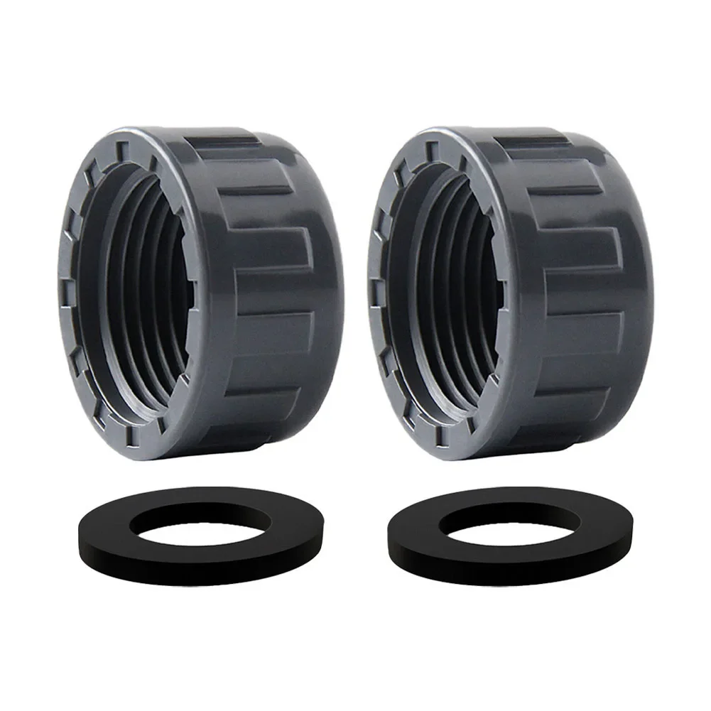 2pcs PVC Threaded Cap Round Female Thread Hose Connector With Rubber Seals Kit 20mm/25mm/32mm Pipe Ends Blanking Plug