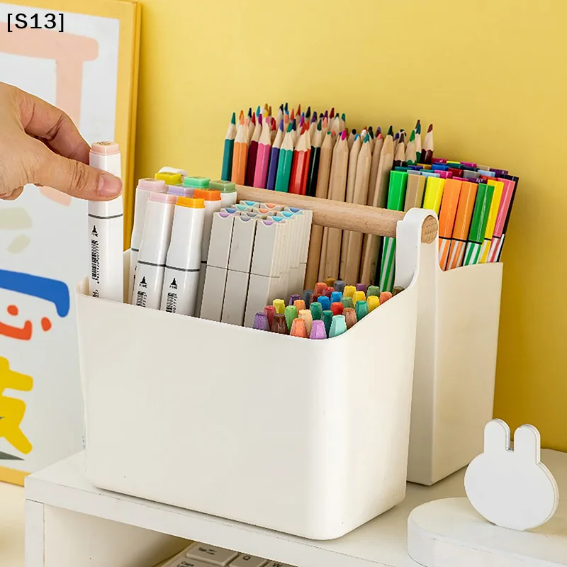 Large Capacity Multifunctional Storage Holder School Office Portable Pen Holder Storage Box Desktop Sundries torage Basket[S13]