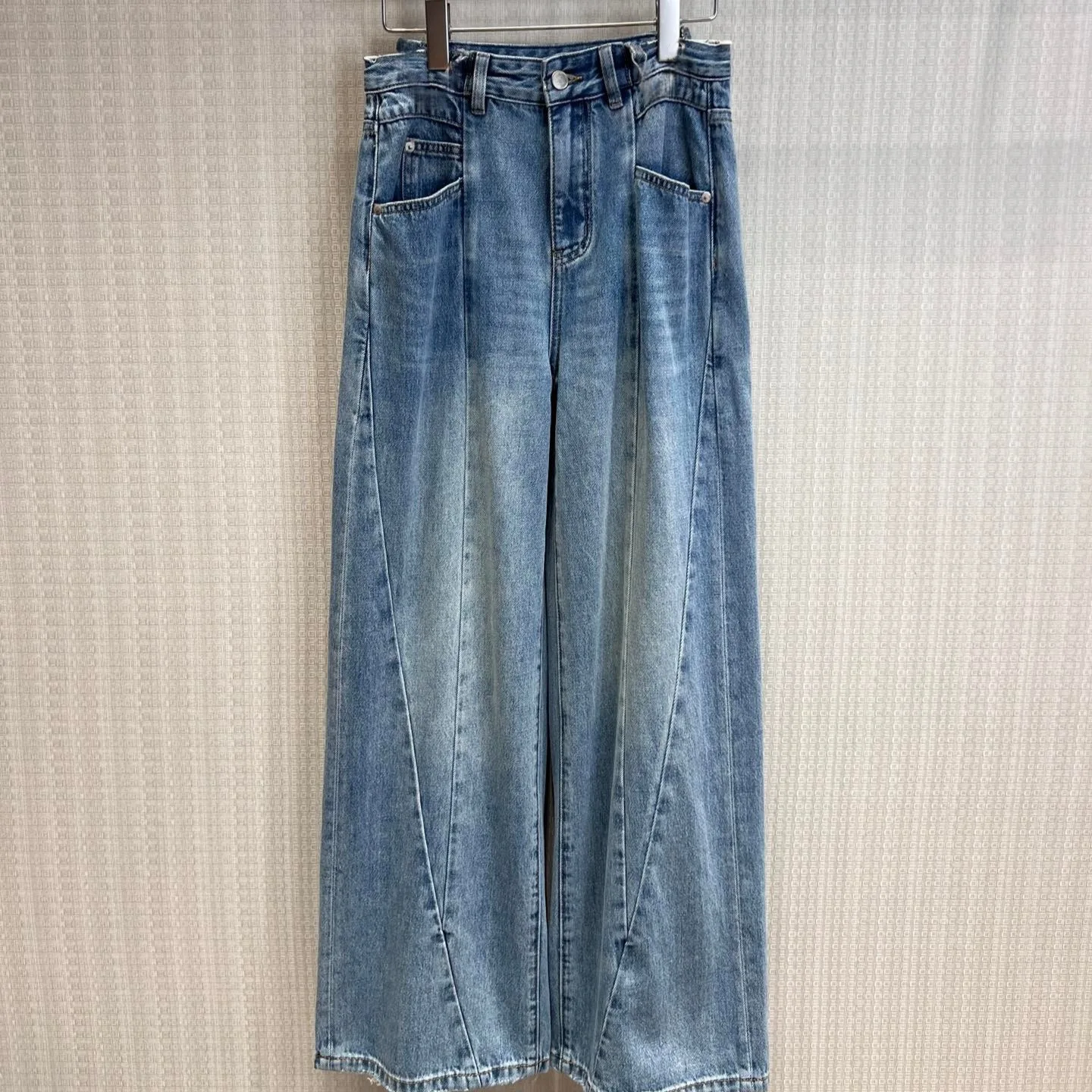 

Vintage Faded Wide Leg Jeans High Waist Straight Cut Spring 2026 Floor Length Draped Long Trousers Women's Premium Denim