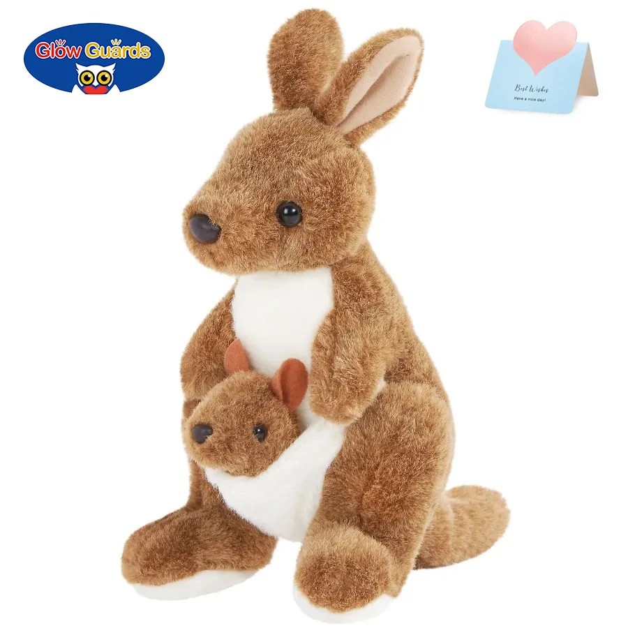 

27cm Stuffed Kangaroo Doll Mother and Son Plush Toys Kawaii Cute Throw Pillows PP Cotton Animals Children Birthady Gifts for Kid