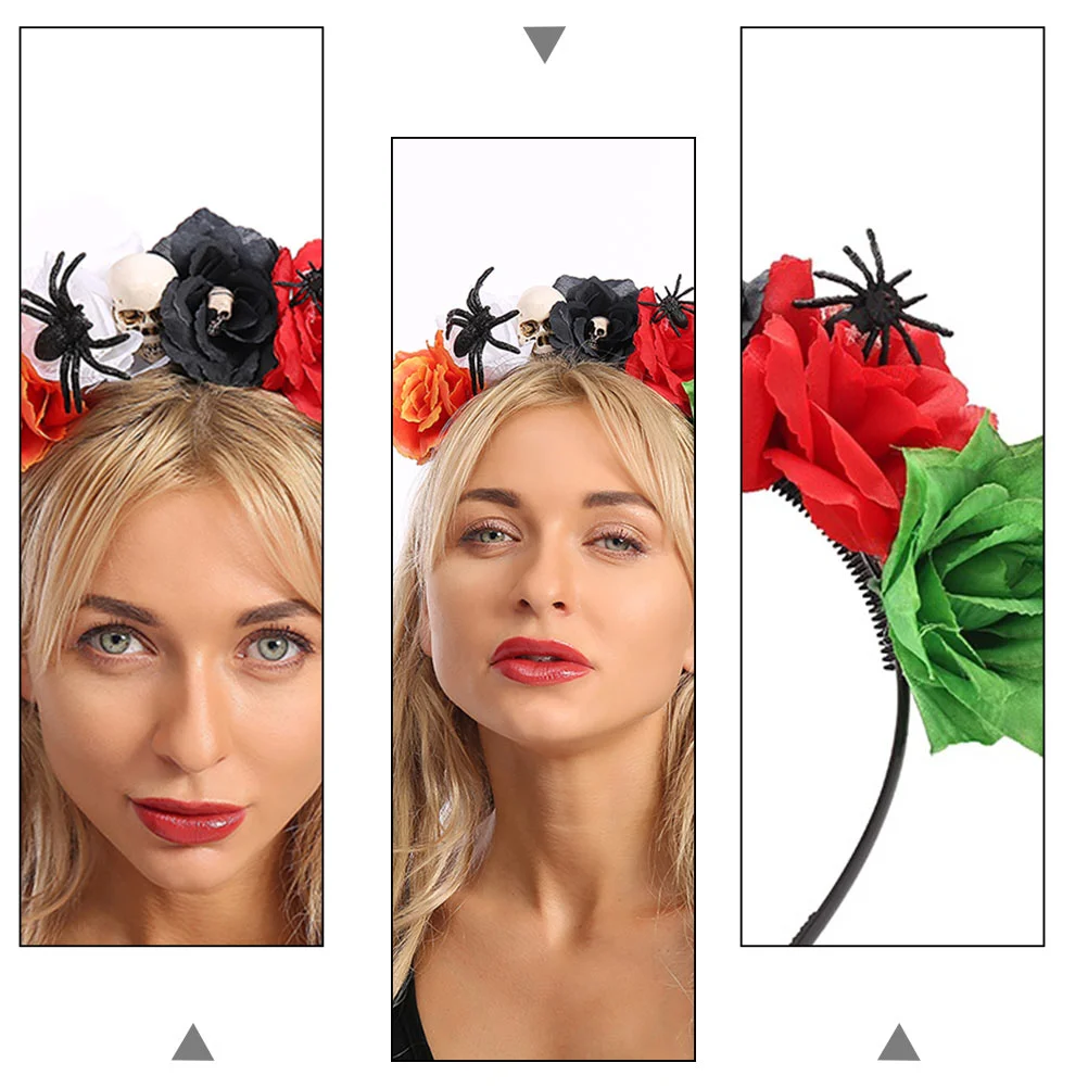 Roleplay Costume Halloween Headband Flower Skull Hair Hoop Decorations for Party