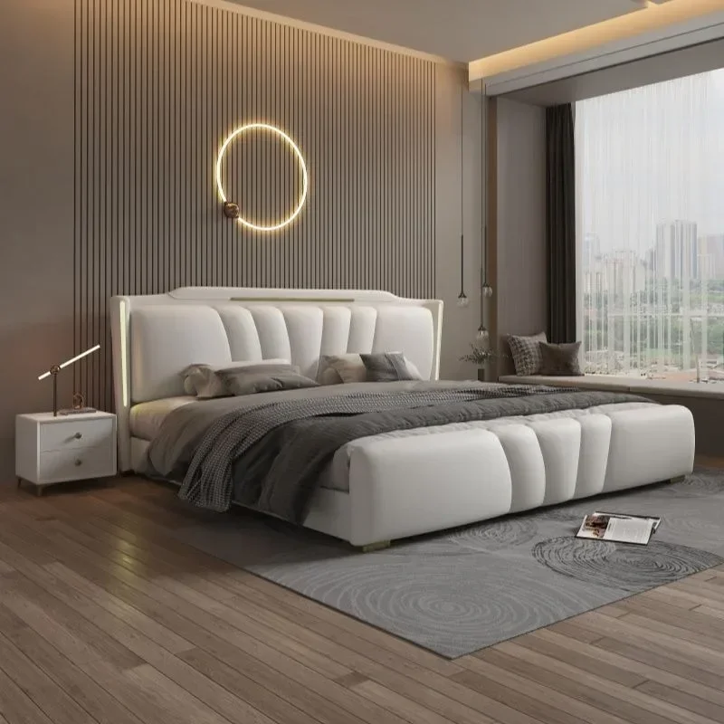 Upholstered Storage Queen Size Bed Frame Luxury 180x200cm 150x200cm Bed King Sleeping Minimalist Fancy Bedroom Furniture
