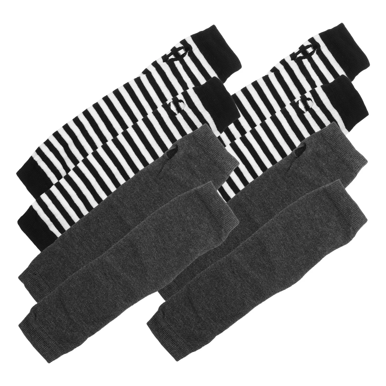 

4Pairs Striped Arm Sleeves Women Punk Style Protective Cosplay Fingerless Gloves Summer Sun Protection Arm Warmers Fashion