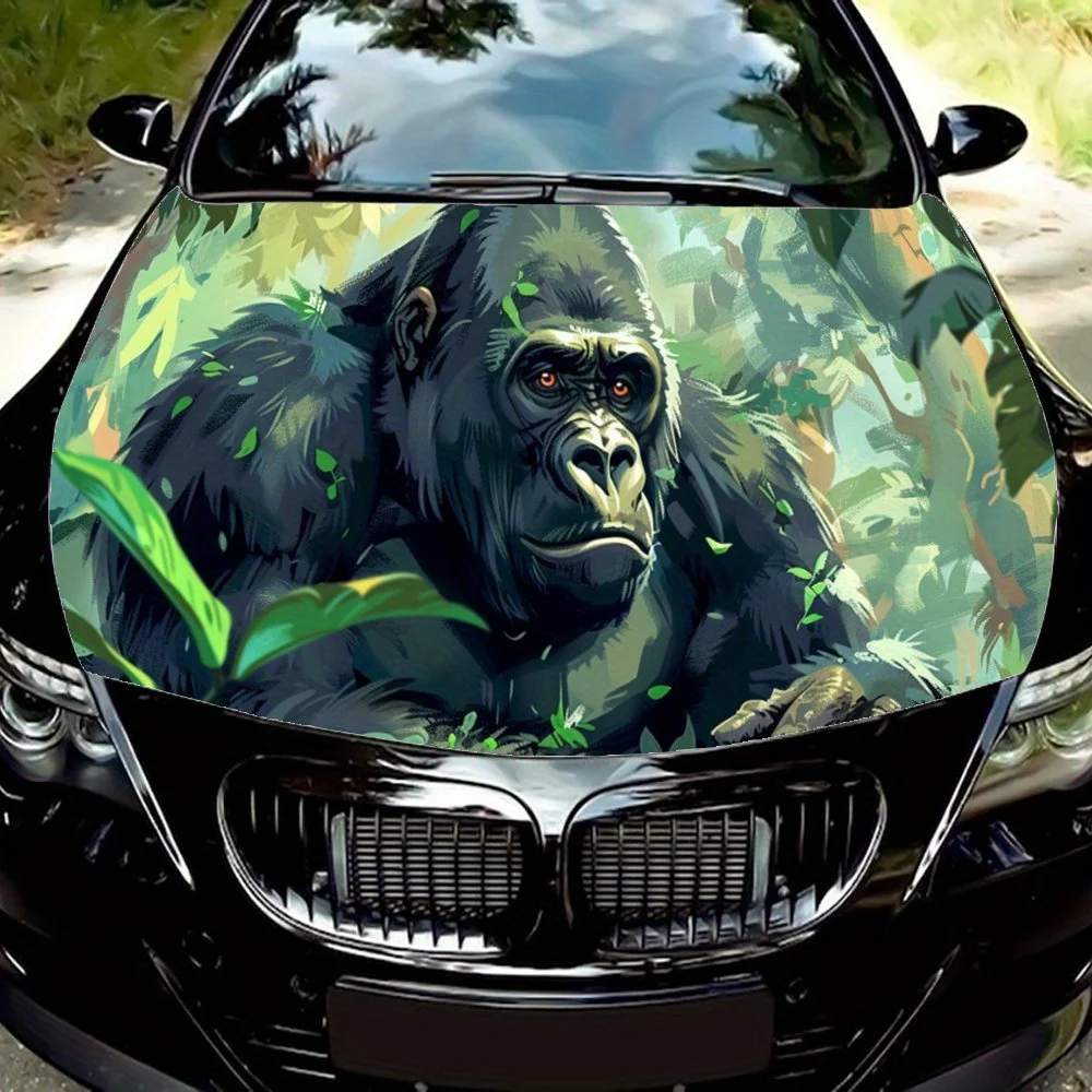 

Black Gorilla with Red Eyes Car Hood Wrap Color Vinyl Sticker Truck Graphic Bonnet Auto Accessories Decor Protect Decal Gift