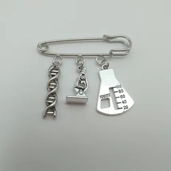 1 piece of chemistry, molecule, DNA, microscope pin, science microscope equipment brooch, medical student gifts, jewelry crafts