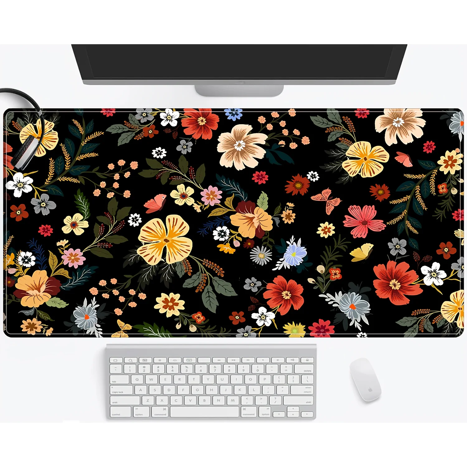 

Большой коврик для мыши Daisy Delight — водонепроницаемая, нескользящая резиновая основа с прошитыми краями для офисного стола