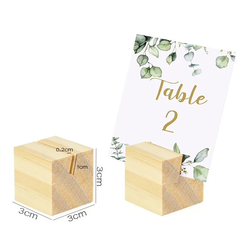 10pcs 3cm Natural Wooden Place Card Holders Stand Picture Photo Clip Holder Rustic Wedding Decoration Wooden Table Number Stands