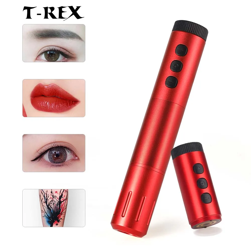 T-Rex Permanent Makeup Machine Tattoo Eyebrow Pen Rotary Machine Pen with 2 Batteries for Eyebrow Eyeliner Lips and Tattoos