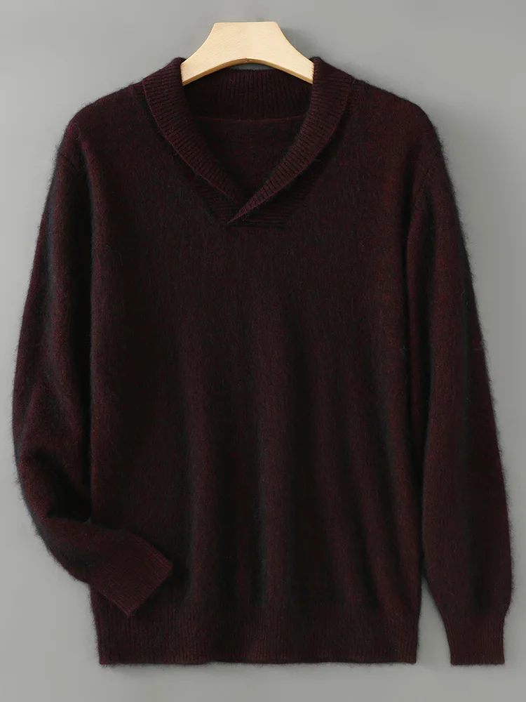 Autumn Winter 100% Mink Cashmere Sweater Women Knitwear Pullover Thick Warm Solid Color Basic Model V-neck Clothing Plus Size