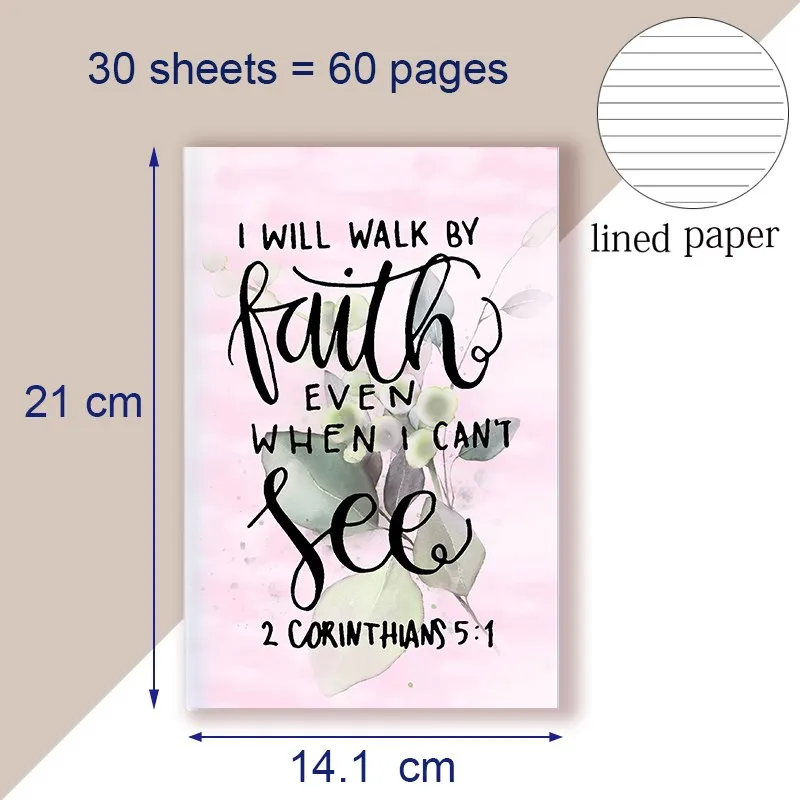 A5 Notebook Note Book - Bible Quote 2 Corinthians 5 7- I Will Walk By Faith Even When I Can Not See - Journal Inspiration Gift